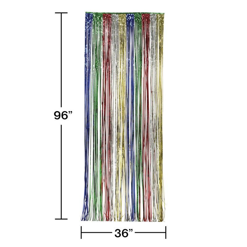 Fringe Door Curtain 3' x 8", Multi Color