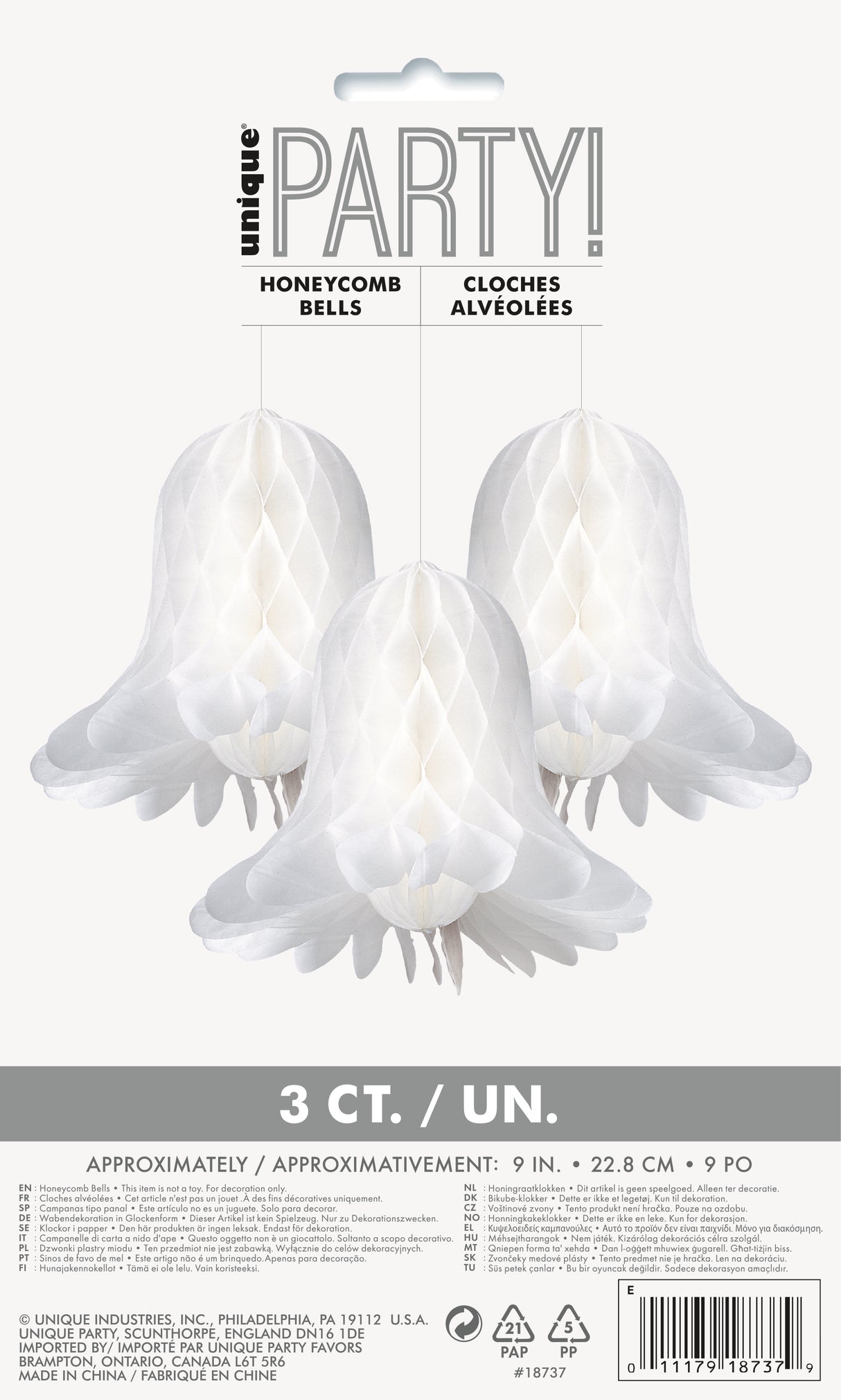White Honeycomb Bells (3 ct.)