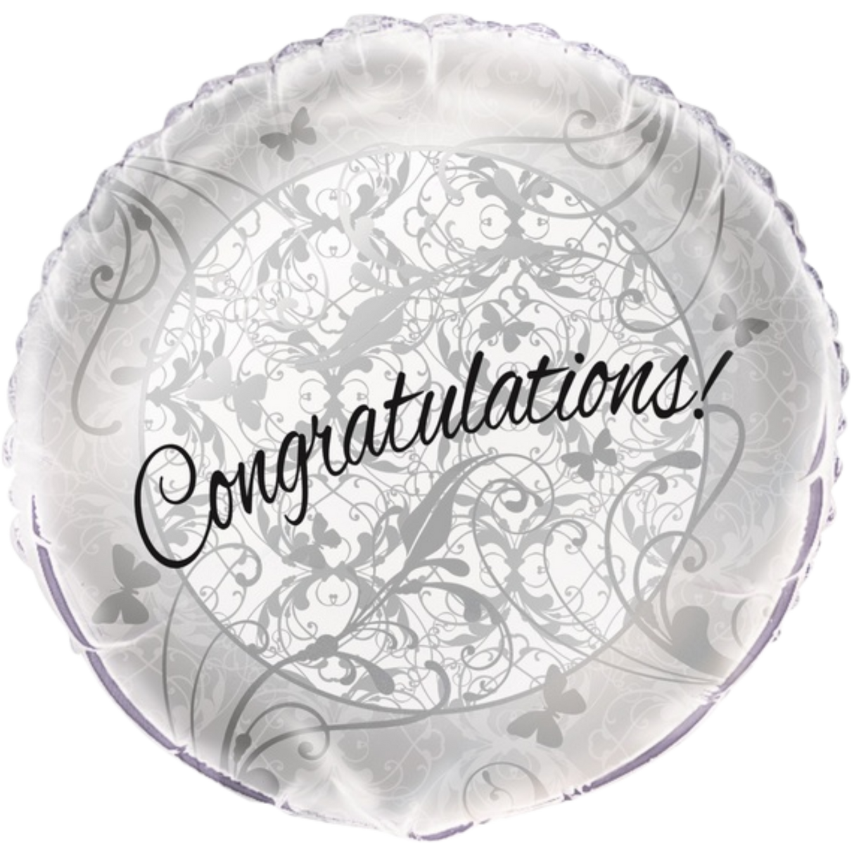 Congratulations Silver and White Flourish Balloon