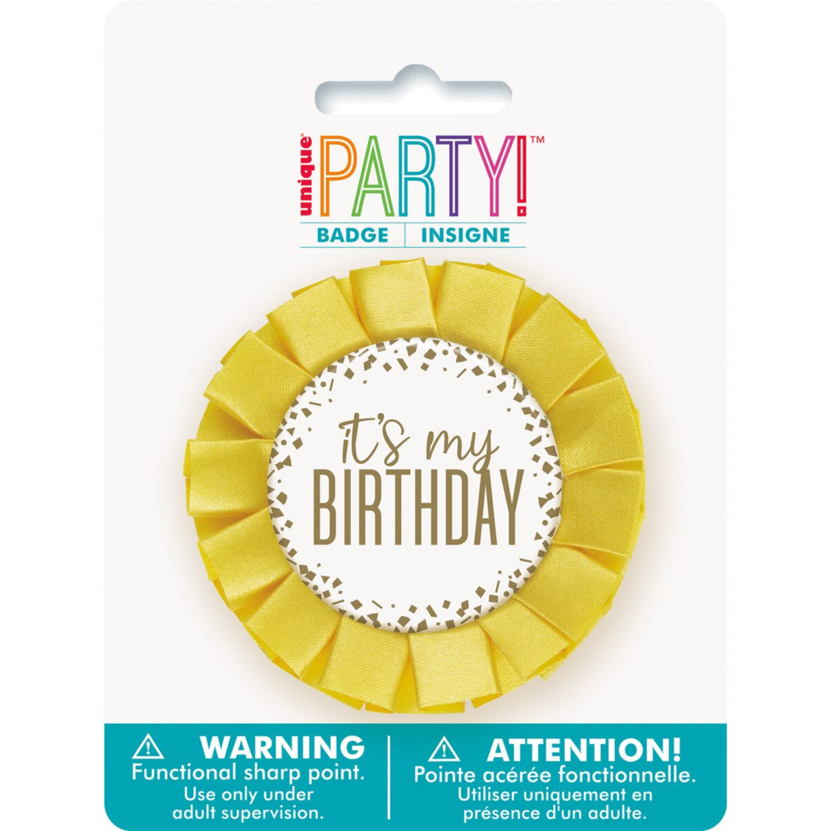 It's My Birthday Button - Gold and White