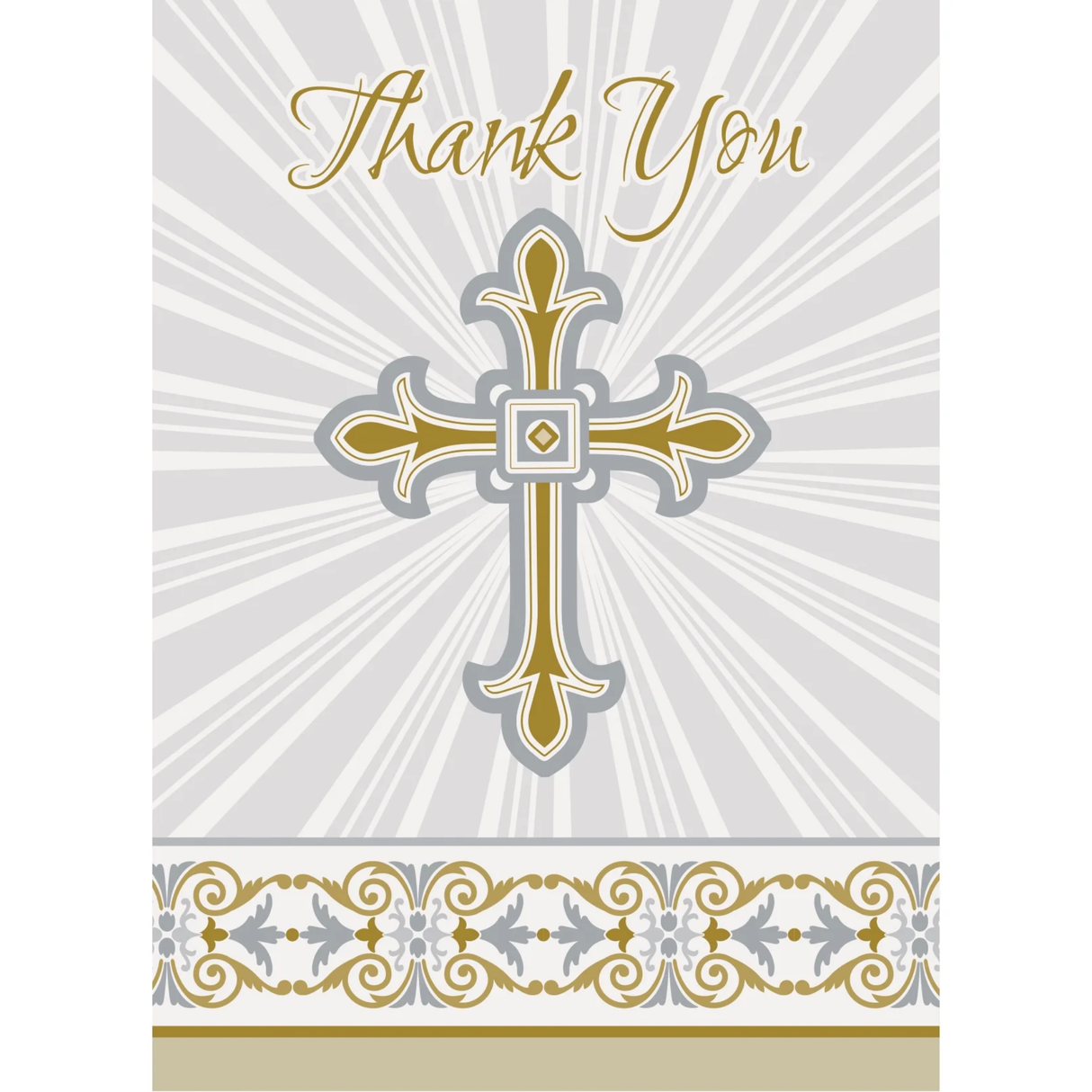 Radiant Gold and Silver Cross Thank You Notes (8 ct.)