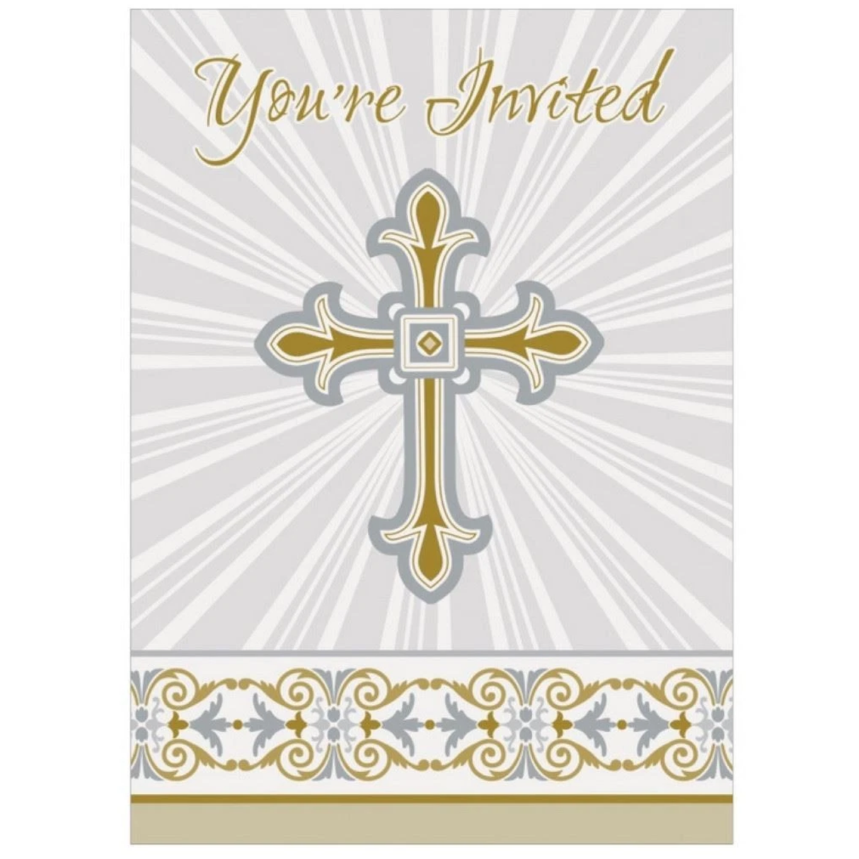 Radiant Gold and Silver Cross Invitation (8 ct.)