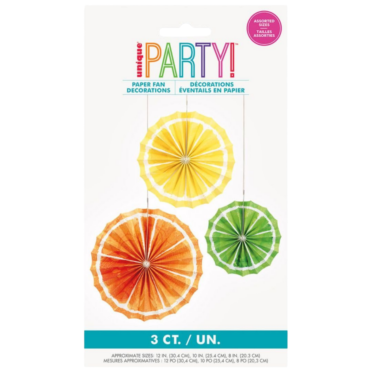 Citrus Fruit Tissue Paper Fans, set of 3
