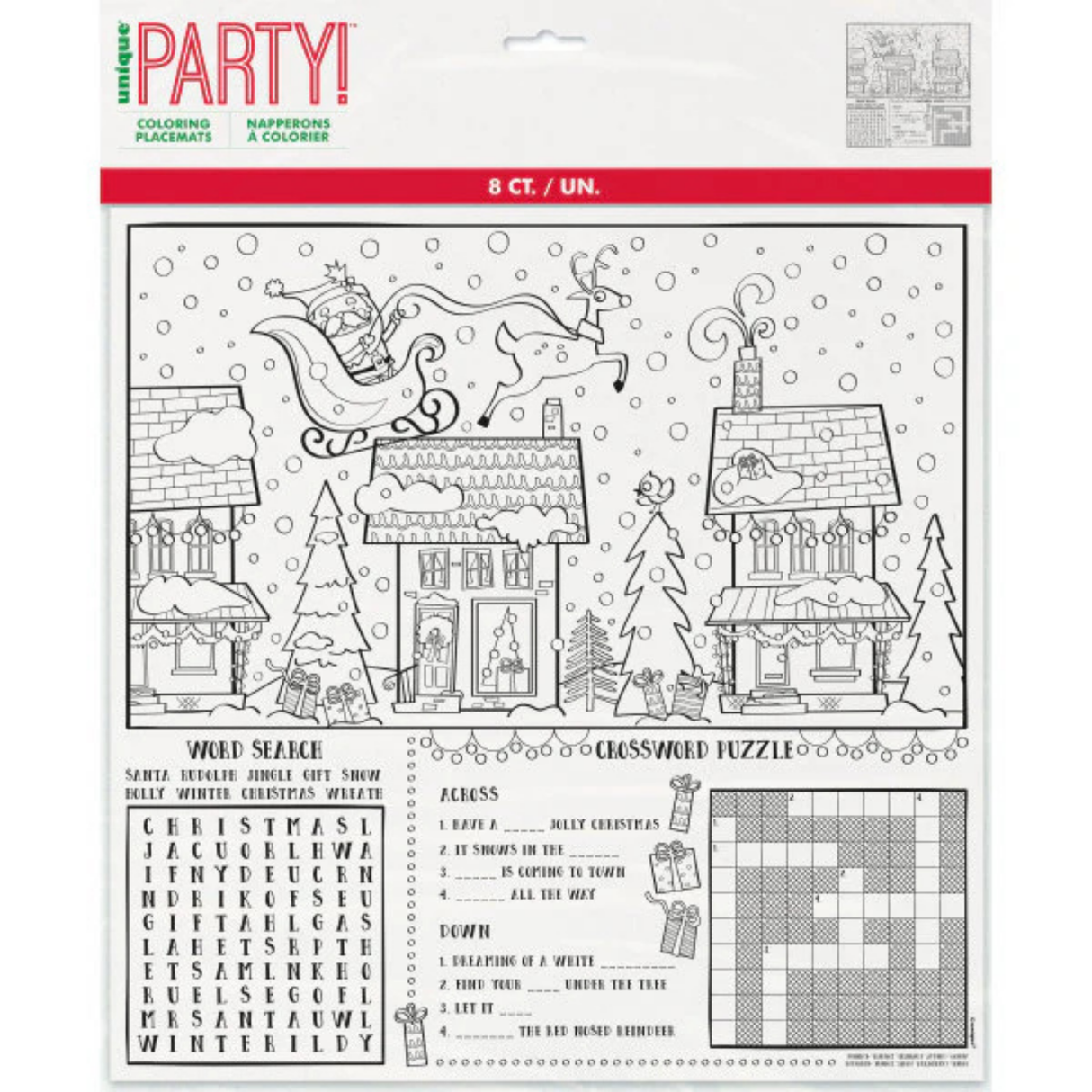 Santa Christmas Coloring Placemats, 8 count