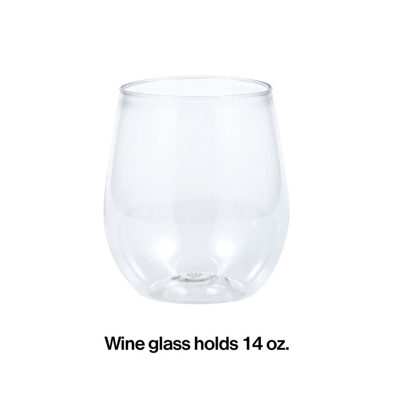Stemless Plastic Wine Glasses (14 oz, 4 ct)