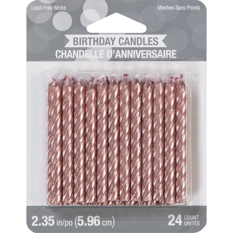 Metallic Rose Gold Spiral Candles, 24 ct