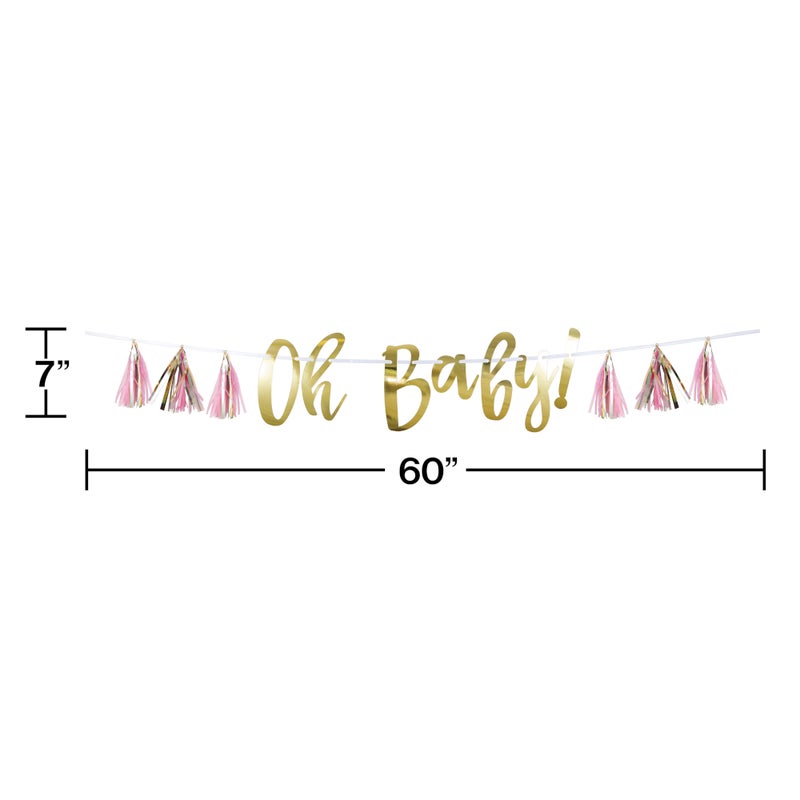 Oh Baby Tassel Banner, Pink