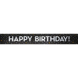 Happy Birthday Banner, Black & Silver