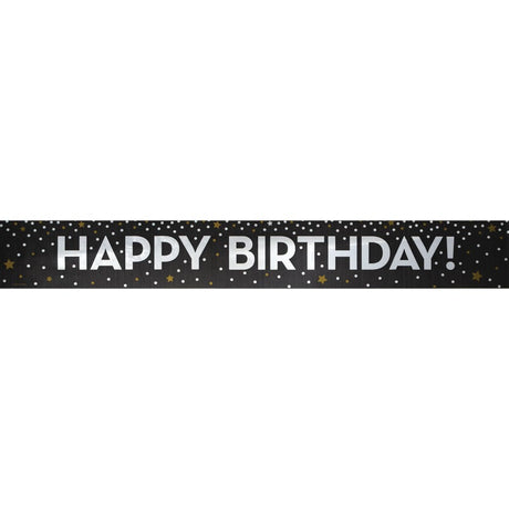 Happy Birthday Banner, Black & Silver
