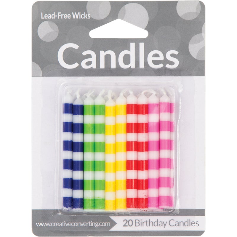 Striped Multicolor Candles, 20 ct