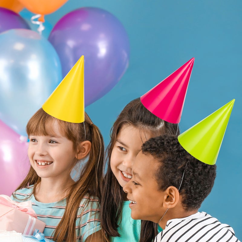 Party Hats, Neon Colors, 8 count