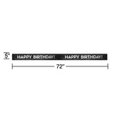Happy Birthday Banner, Black & Silver