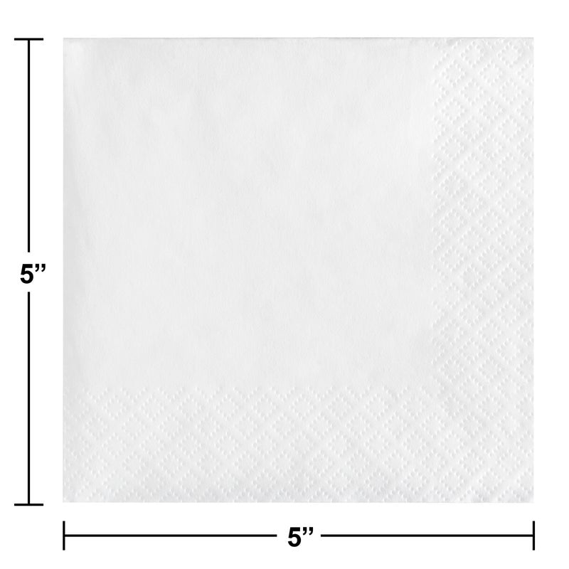 Beverage Napkin, White, 3 Ply