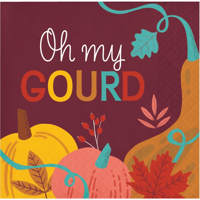 Oh My Gourd Beverage Napkin, 16 ct