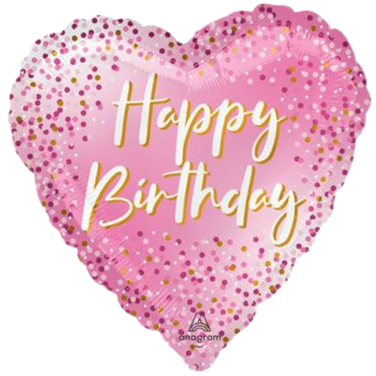 Birthday Pink Dots Heart Balloon