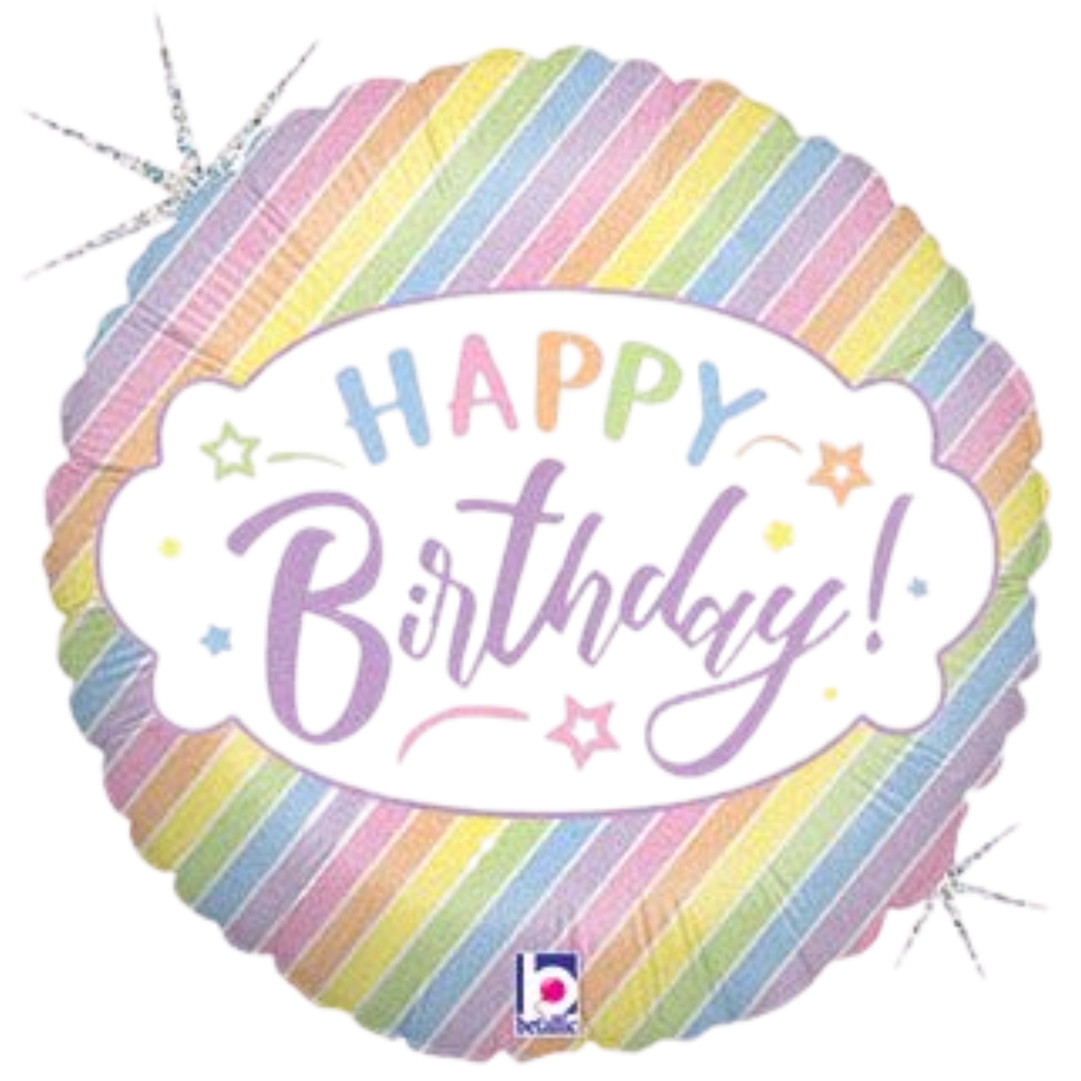 Birthday Pastel Holographic Stripes