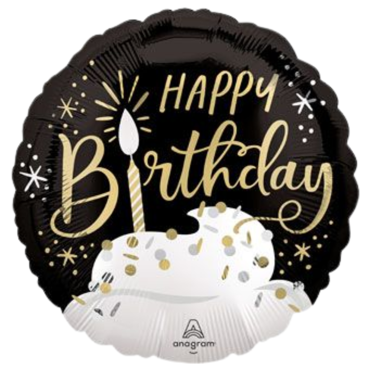 Happy Birthday Satin Black, Silver, Gold Birthday Wishes
