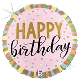 18" Happy Birthday Glitter Pastel Birthday Stripes