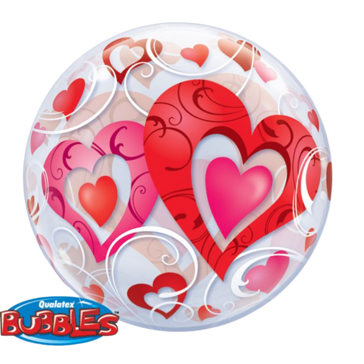22" Red Hearts & Filigree Bubble