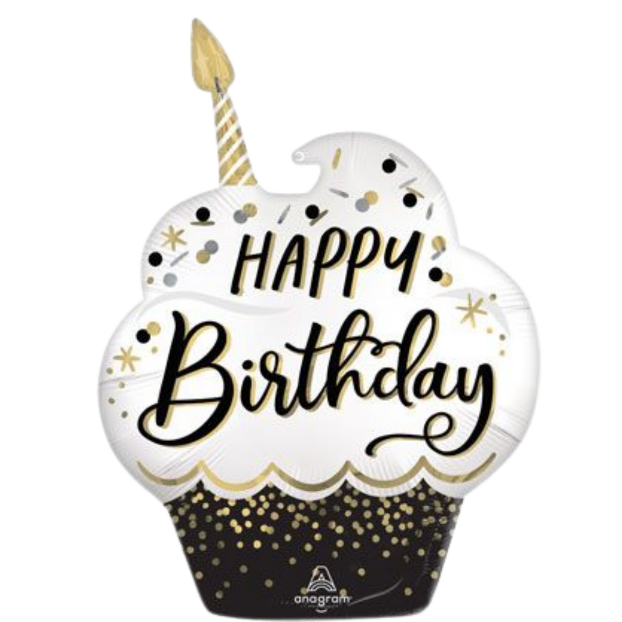 29" HB Satin, Black, Silver Gold Birthday Wishes