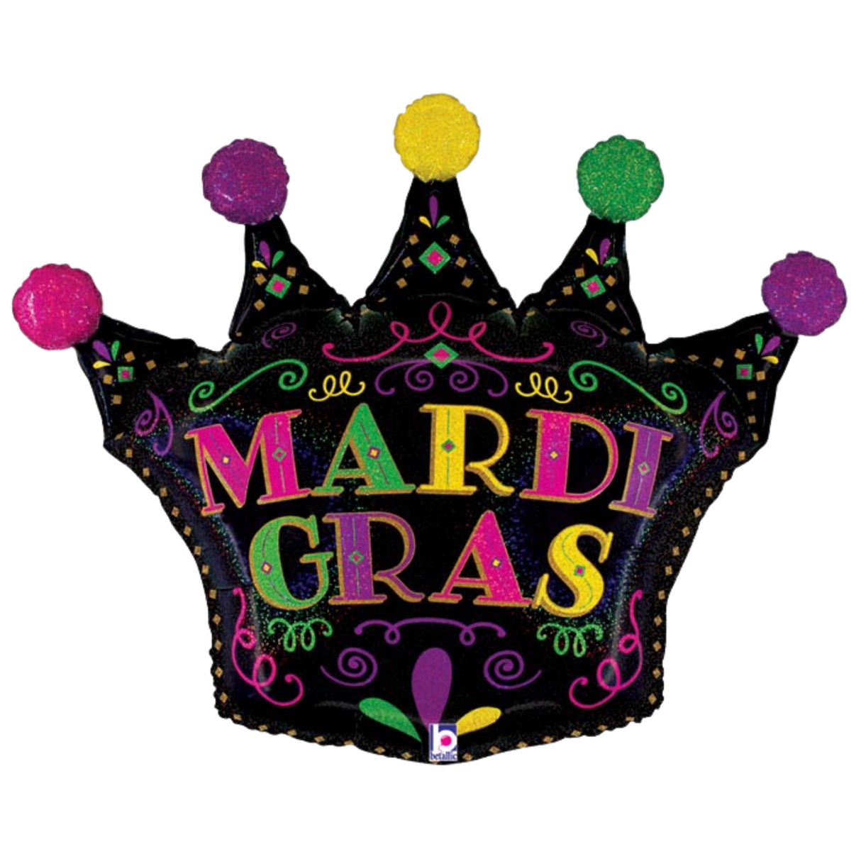 30" Mardi Gras Filigree Crown Balloon
