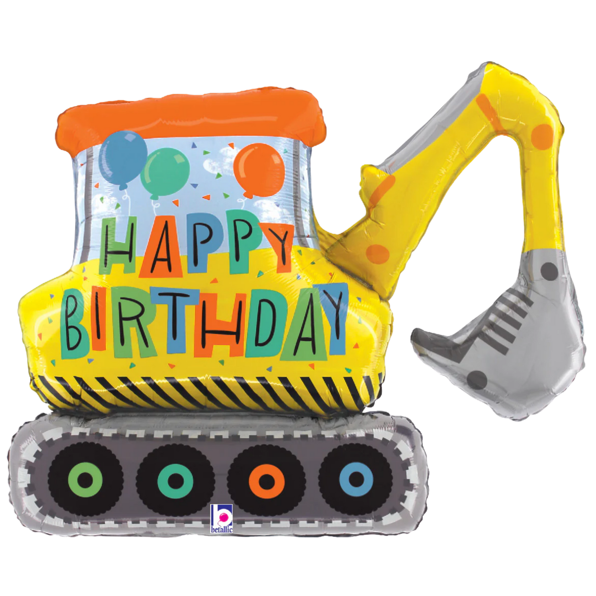 31" Happy Birthday Construction Excavator