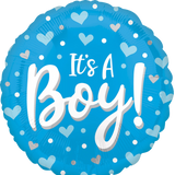 9" It's A Boy Hearts Balloon
