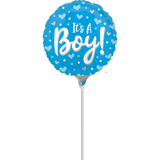 9" It's A Boy Hearts Balloon