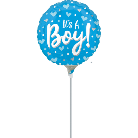 9" It's A Boy Hearts Balloon
