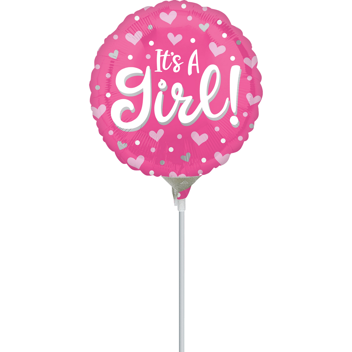 9" It's A Girl Hearts Balloon