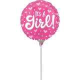9" It's A Girl Hearts Balloon