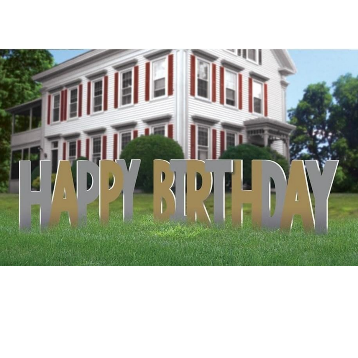 Birthday Letters Yard Sign, Gold & Silver