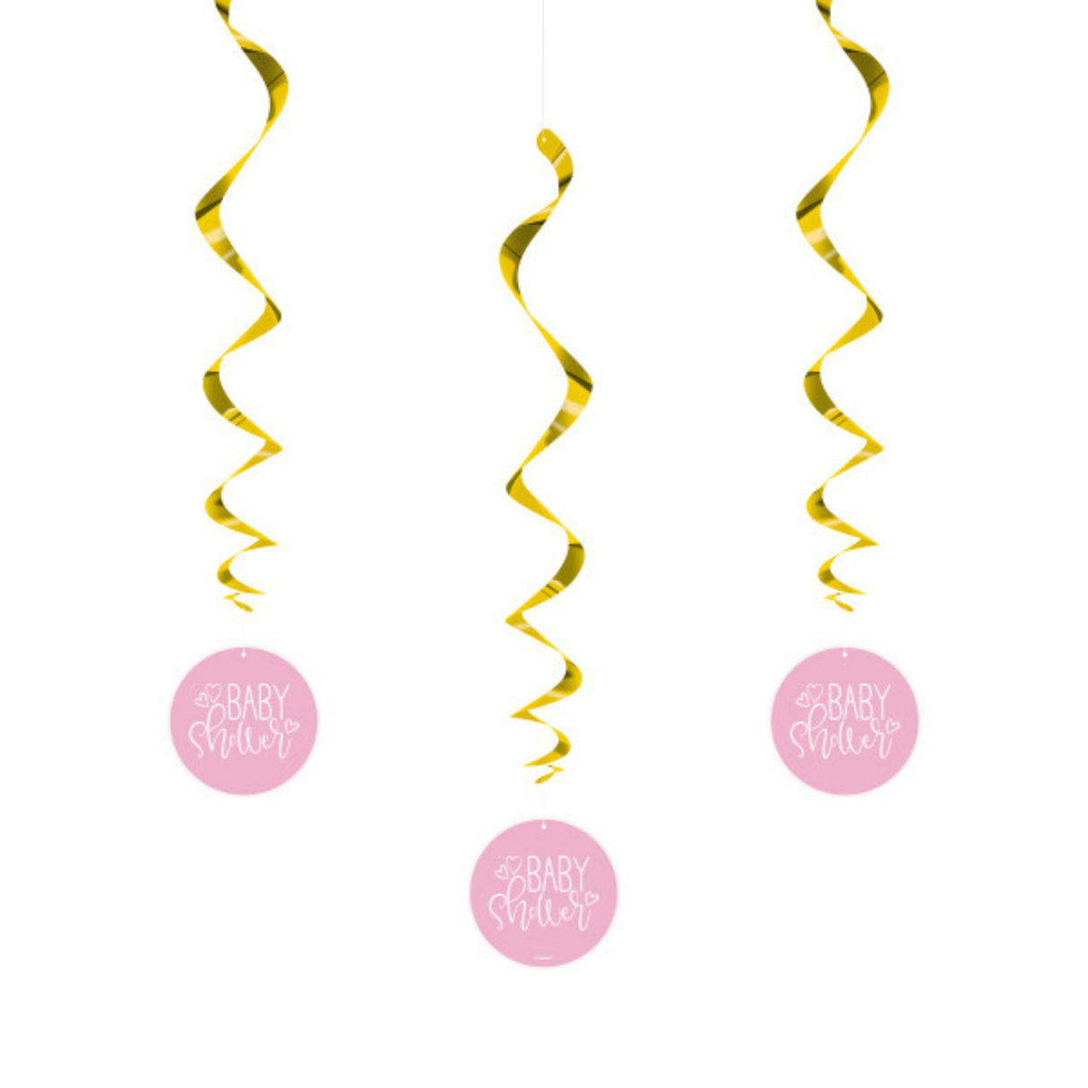 Baby Shower Gold and Pink Swirl Danglers (3 ct.)