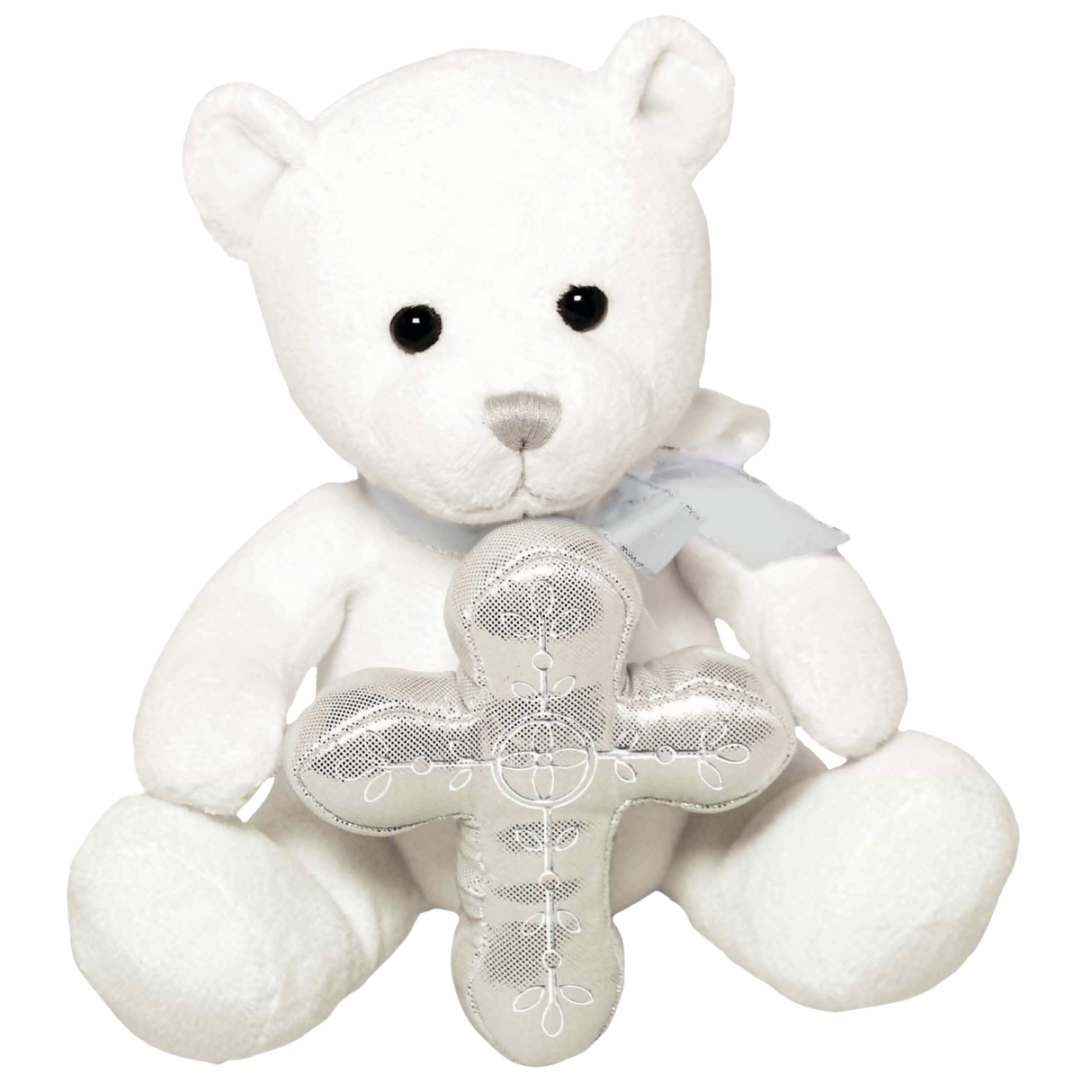 White Bear with Cross Plush 7"