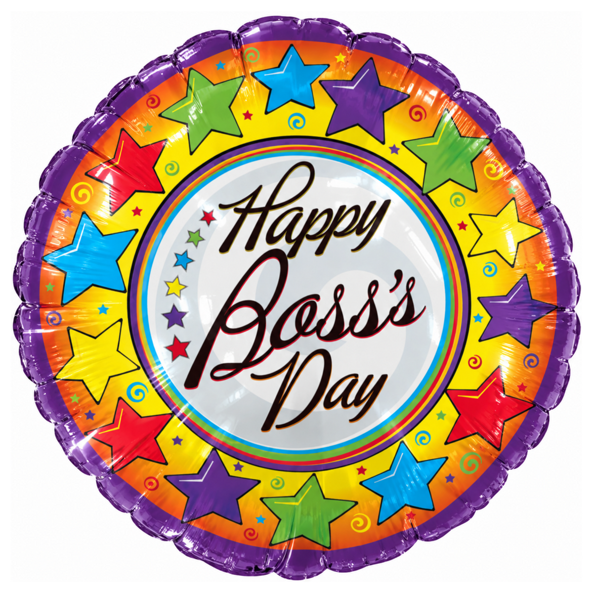 18" Boss' Day Silver Swirl w/Stars