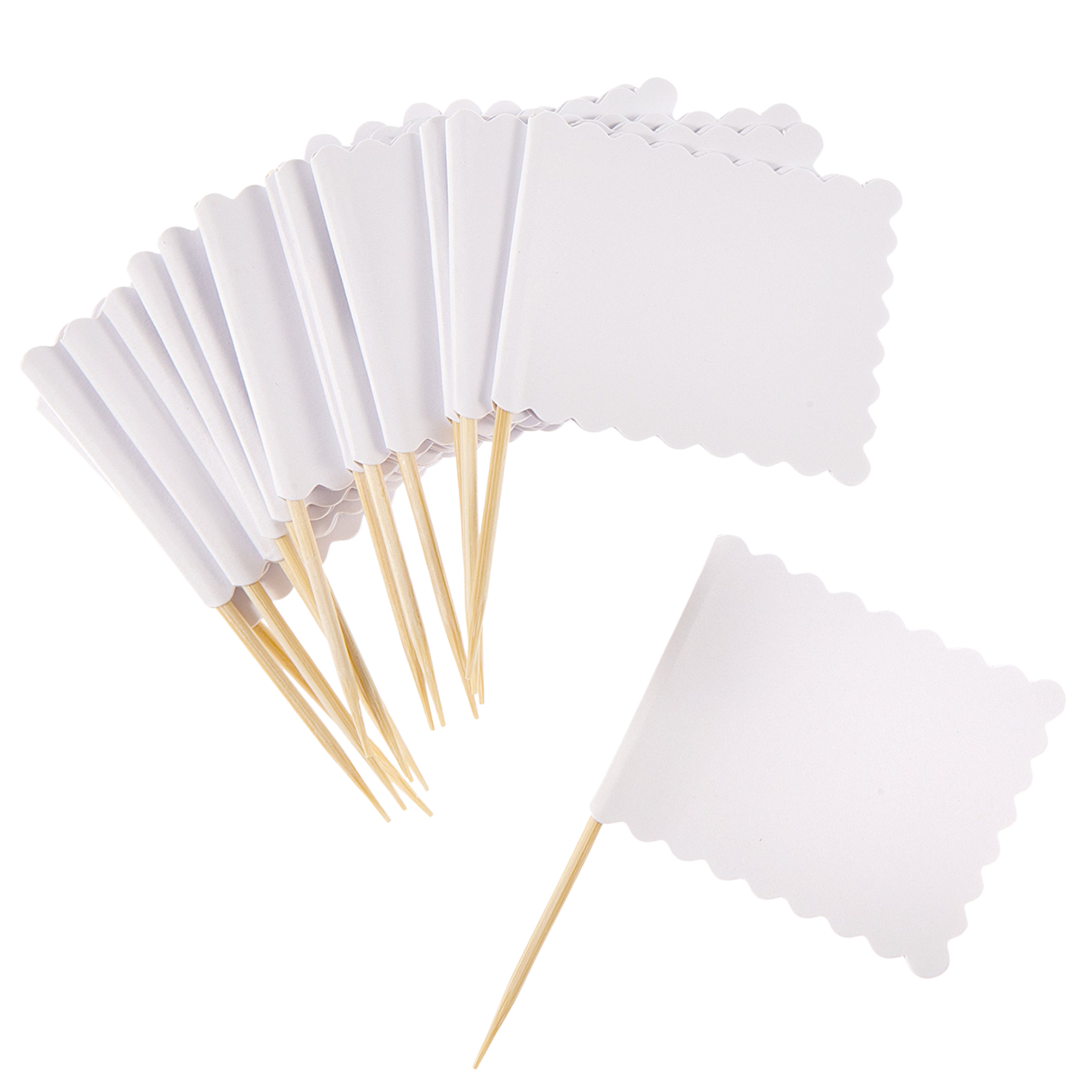 White Flag Cupcake Pick, 14 ct